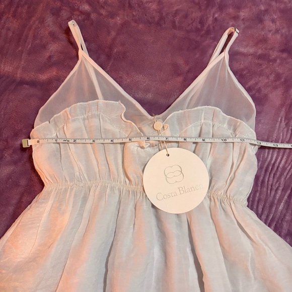 White Babydoll Ruffled Spaghetti Strap Empire Cami Size XS NWT, Costa Blanca - Picture 4 of 10